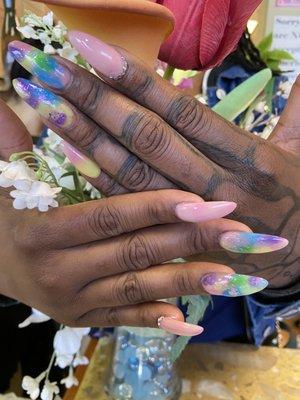 Rainbow Marble Nails