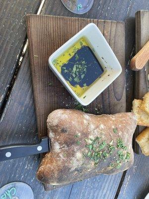 Fresh bread with olive oil and balsamic