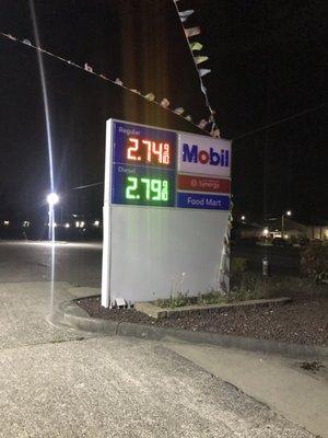 $2.74/gallon is pretty good for Mobile gas