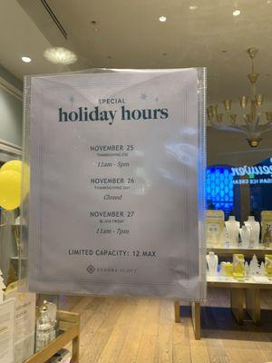 Black Friday hours posted say open until 7:00 p.m. this photo was taken at 6:00 p.m.