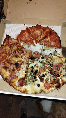 Family pizza with a medium size pizza.