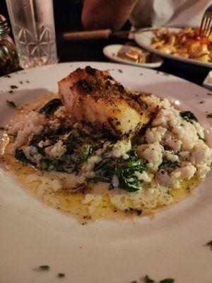 Chilean Sea Bass with spinach risotto