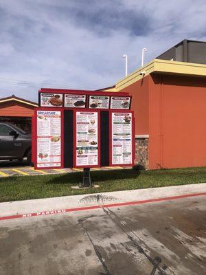 Drive thru menu