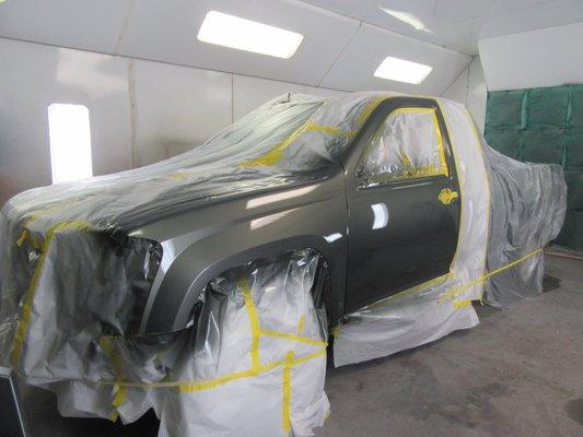 INSIDE PAINT BOOTH 11 CHEVY COLORADO