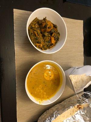 Malagatawny Soup and Saag Aloo