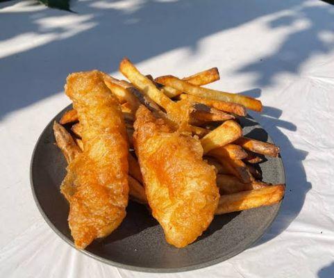 Beer battered cod, pomme frites