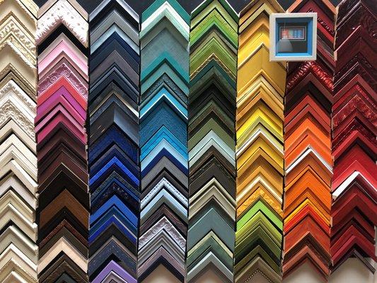 A rainbow of frames from which to choose to personalize your art pieces.