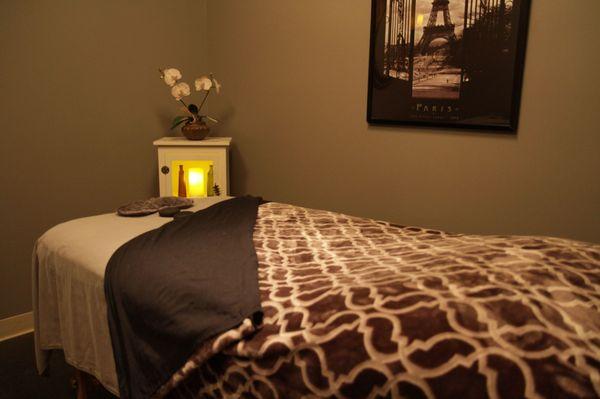 One of our 10 Relaxing Treatment Rooms complete with candlelight and spa music to soothe your soul