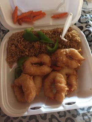 Fried shrimp and rice