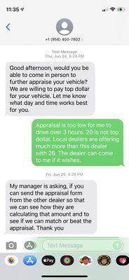 Texts from this lazy and scum ridden dealer