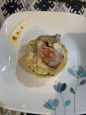 This is a Peruvian dish made with fresh crab meat.