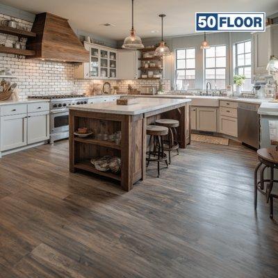 dark flooring in kitchen