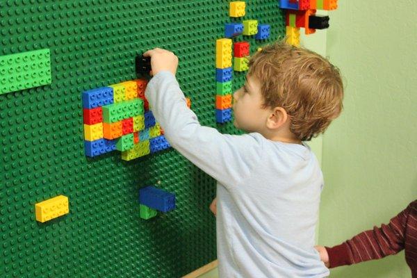 The Lego wall is a big hit with children in our FishBowl indoor play space!