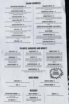 Crazy Cajun Favorites (2/2) menu 4Mar21