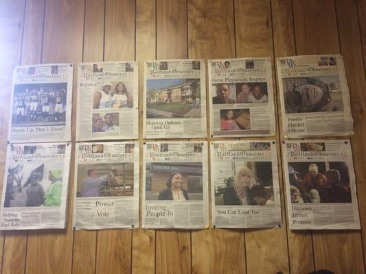 A year's worth of front pages