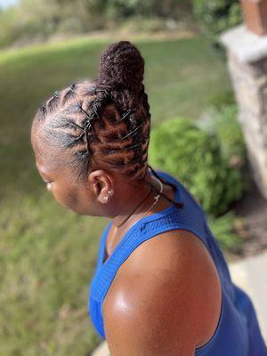 Women's updo style and retwist