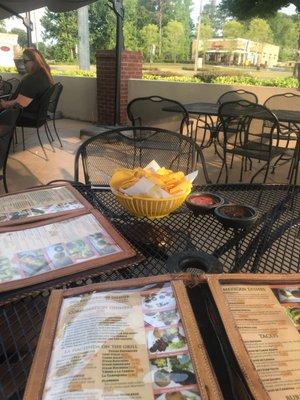 Patio with chips and salsa