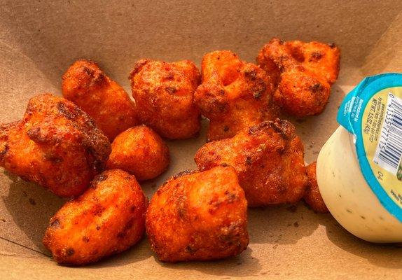 Deep fried cauliflower with a side of ranch