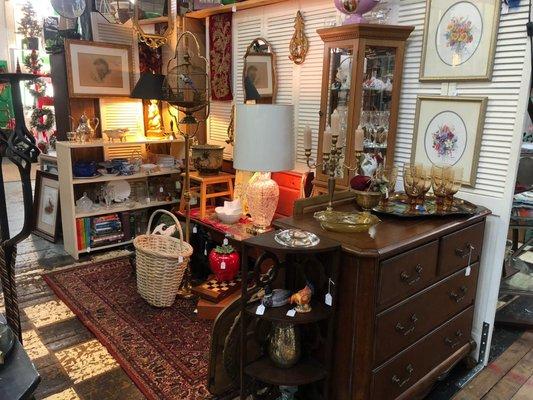 Beautiful dresser and fancy glassware.  Some very unique goods and treasures to be had.