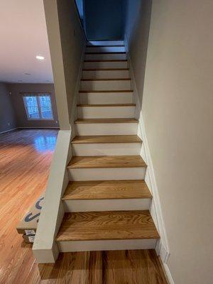 Wood steps with white risers