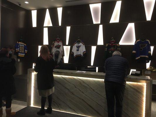 Front desk dressed up for the Winter Classic