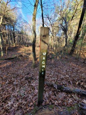 Wagner Trail marker, blazed and easy to follow