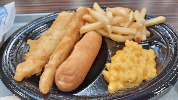 Fish, mac, and fries