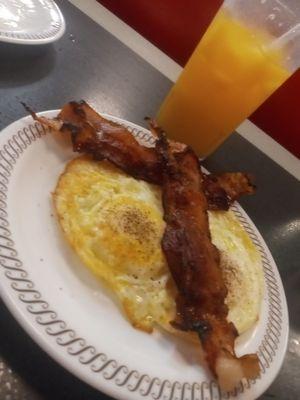 2 eggs + side of bacon,and a bronco oj