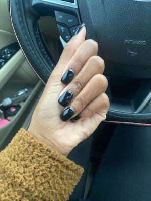 Acrylic fill with black polish.