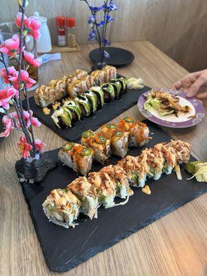 Black angel roll, yummy roll, moonlight roll, Washington roll