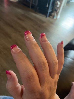 Bulky uneven nails. They are thinner in the middle and thick at the ends. Creating a wavy look.