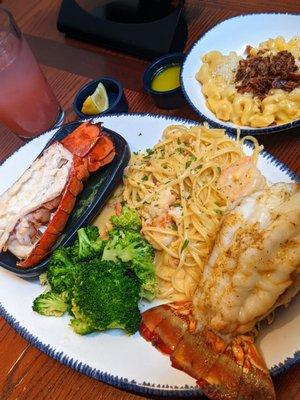 Shrimp Pasta w/ Lobster, Mac and Cheese