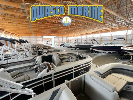 Benningtons, Four Winns, Wellcraft and Crestliner Boats at the Owasco Marine indoor showroom!