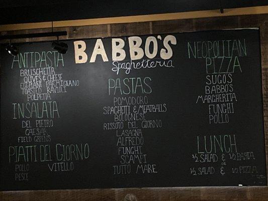 Menu board