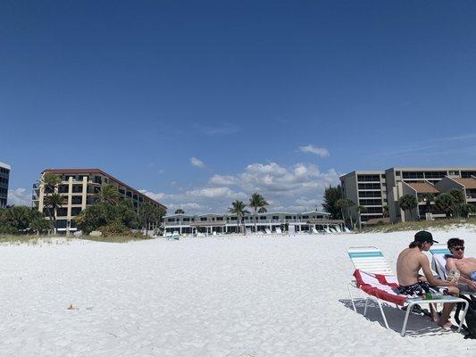 View from the ocean to the beachfront condos.