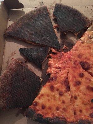 Very disappointed in this extremely burnt pizza!