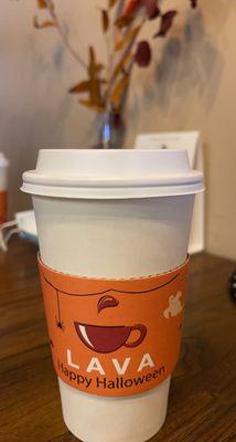 Cute Halloween sleeves! Their pumpkin latte is delish!