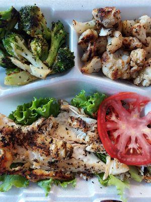 Grilled Haddock broccoli and cauliflower