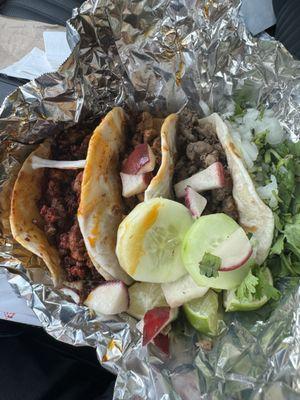 3 Tacos: Pastor, Gypsy Tony, Beef Fajita