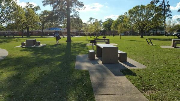 Concrete park benches