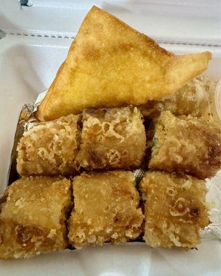 Order of pork egg rolls and one of the cheese wontons that was included as a choice with the lunch special.