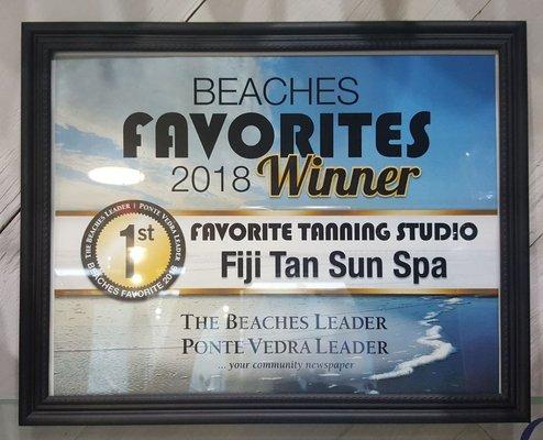 FijiTanSunSpa voted #1 Tan Spa at the Beaches for  Spray Tan, Tanning and Wellness Spa.