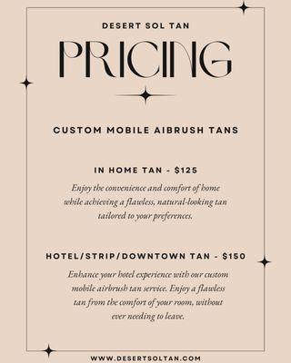 Custom Mobile Airbrush Spray Tanning Pricing in Las Vegas, NV at Desert Sol Tan