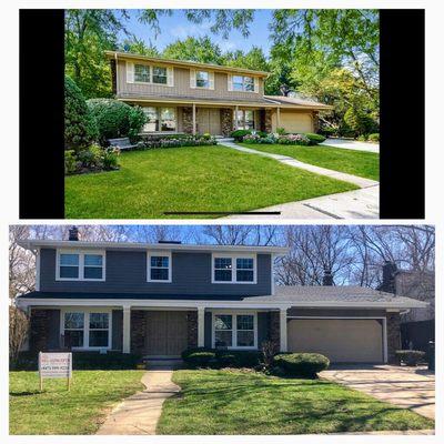 Before and after.  We still need to replace garage door and paint front door.