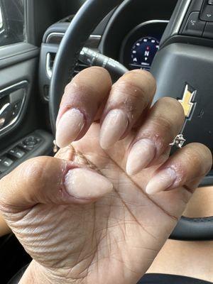 55.00 for these ugly nails that had to be drilled off because he couldn't (owner follow a pic go elsewhere