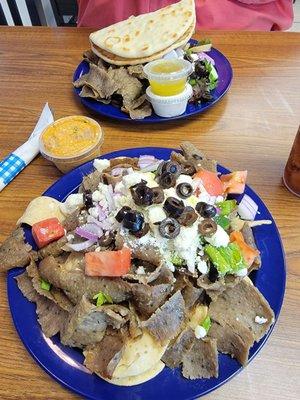 Greek nachos with feisty feta spread.