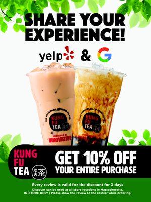 Enjoy 10% off your drink!