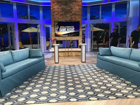 Custom sofas for set of "Hollywood Game Night"