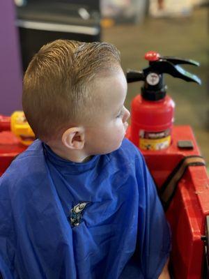 10 month old haircut- they are pros here!