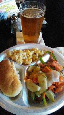 Mac & Cheese, Salad, and Roll, plus a Fat Head's "Bumble Berry" Beer . . .